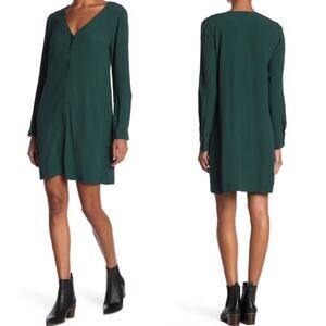 Madewell Long-Sleeve Button-Front Dress in Smokey Spruce NWOT size Large